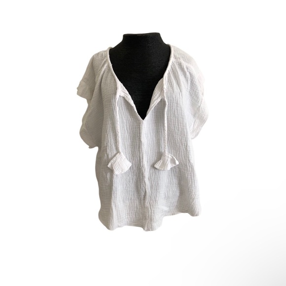 Joie Tops - Joie White Gauze Tie-Front Tunic